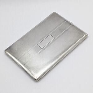 Vintage 1950s Sterling Silver Etched Cigarette Case Wallet Card Holder 5oz